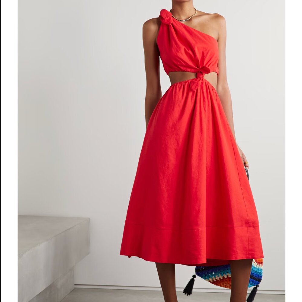 NWT Farm Rio Red Midi Knot Dress